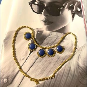 Golden necklace with blue stones